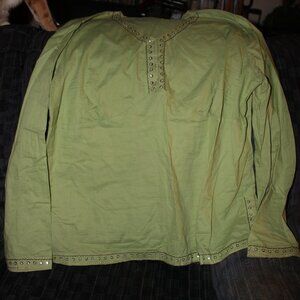 Duck Head Jeans Green 3/4 Sleeve Blouse